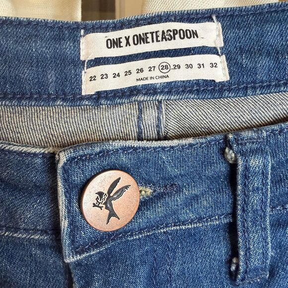 One Teaspoon Freebird II Jeans Women’s Size 28 Medium Wash Ankle Zip Skinny - Picture 2 of 6